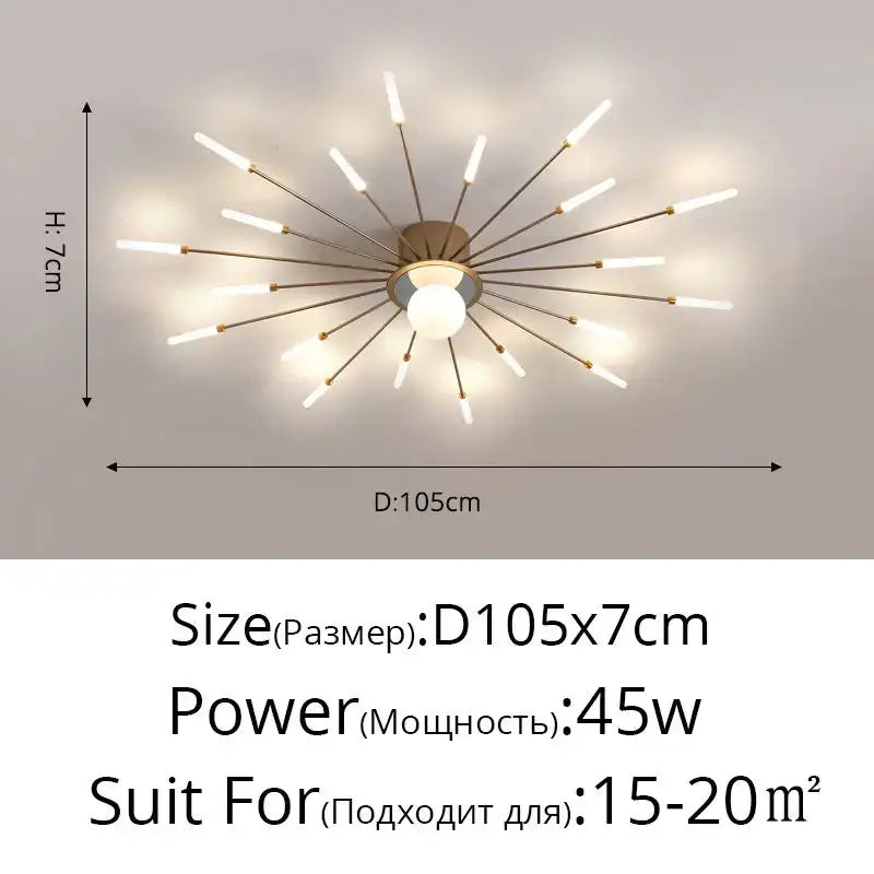 Gold Starburst 42-Head LED Chandelier