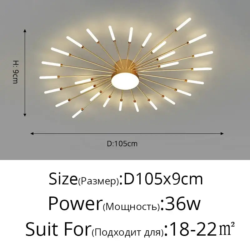 Gold Starburst 42-Head LED Chandelier