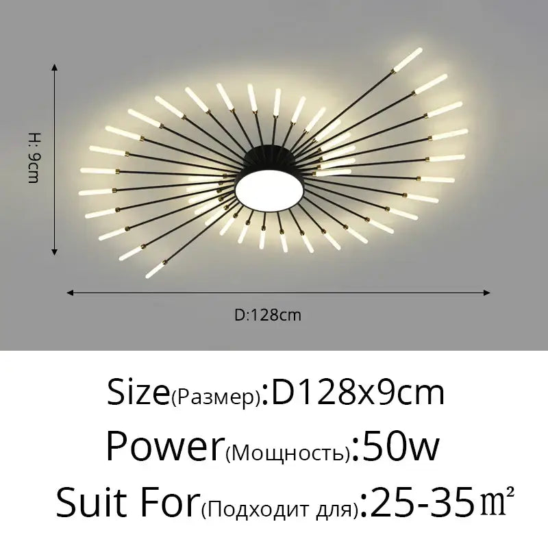 Gold Starburst 42-Head LED Chandelier