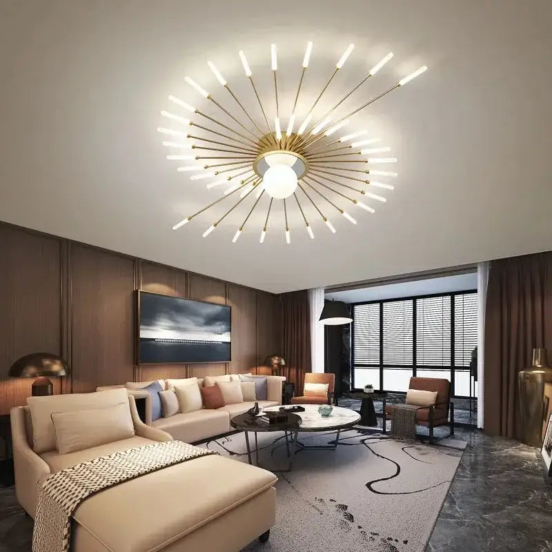 Gold Starburst 42-Head LED Chandelier