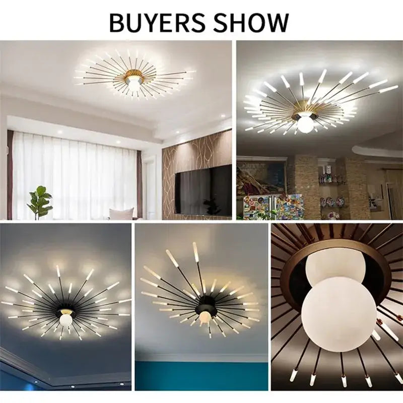 Gold Starburst 42-Head LED Chandelier
