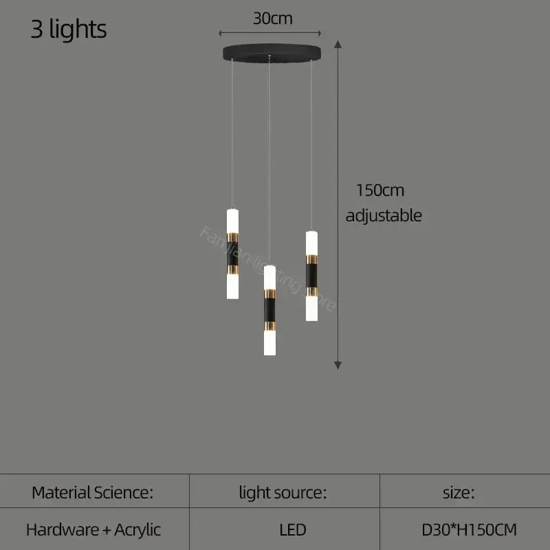 Gold Black 25-Light Stairway LED Pendant