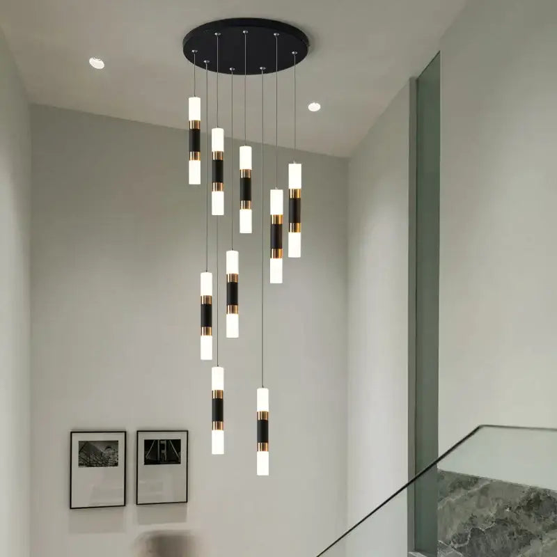 Gold Black 25-Light Stairway LED Pendant