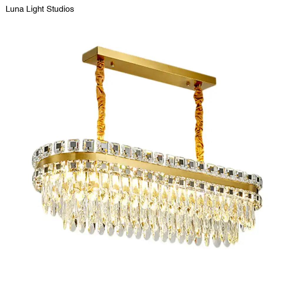 Crystal Drop Oval Chandelier