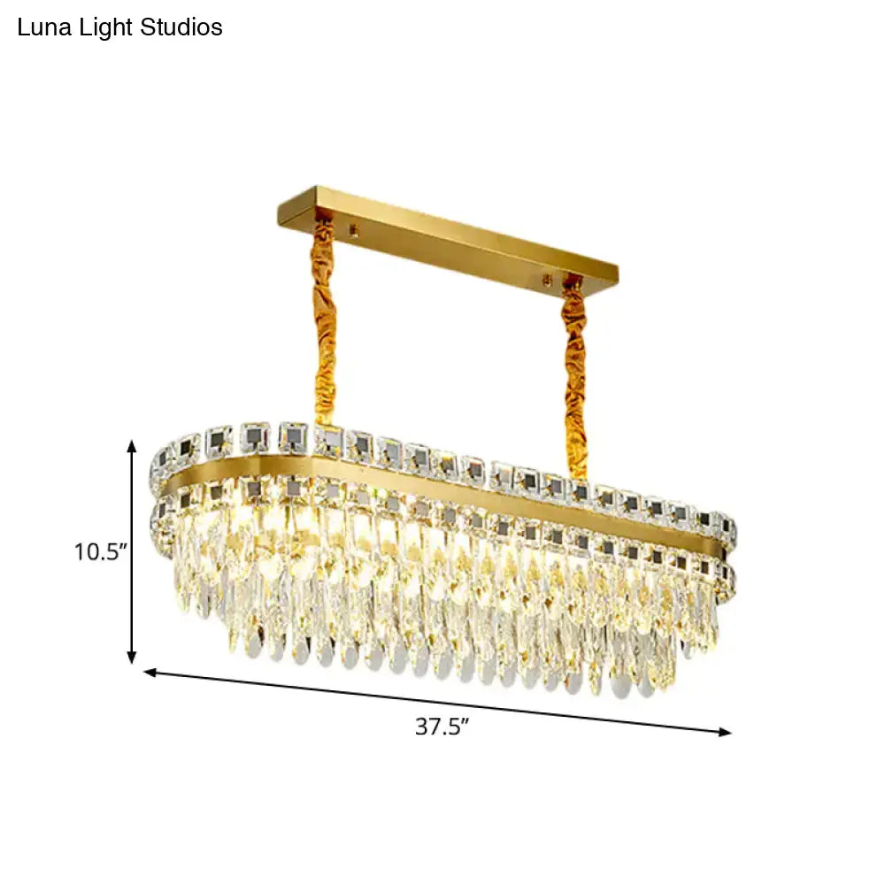 Crystal Drop Oval Chandelier