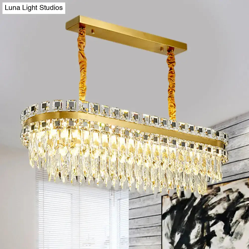 Crystal Drop Oval Chandelier