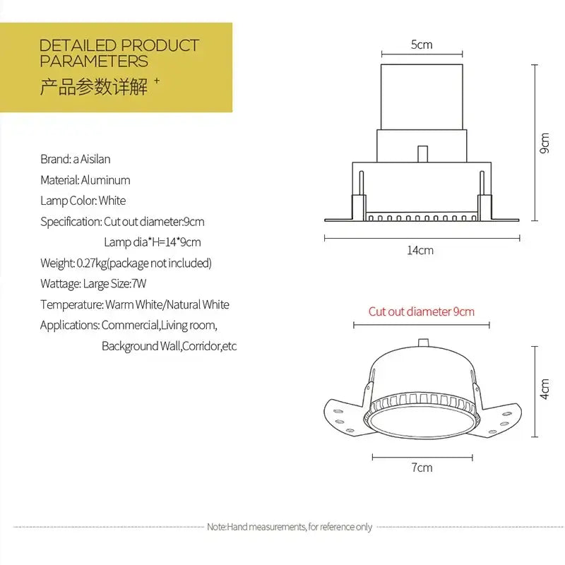 Gray Frameless LED Downlight