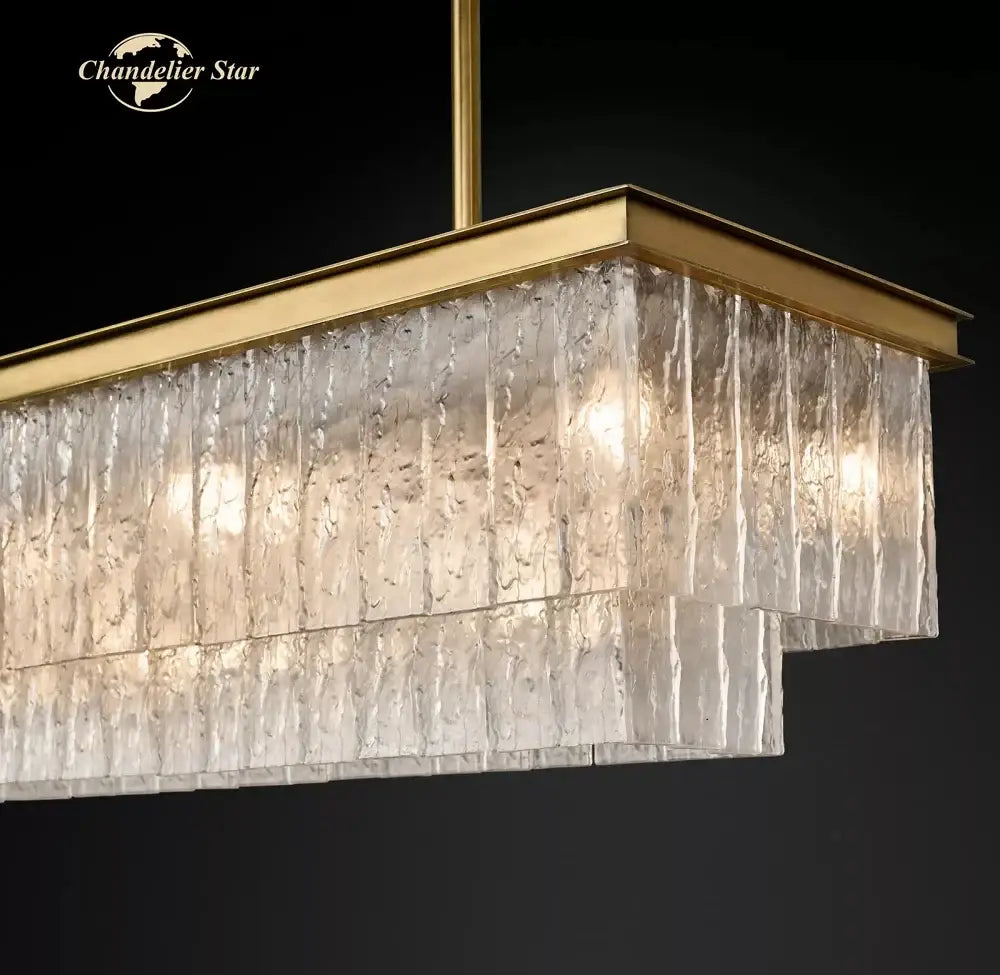 Nickel Glass Rectangle Chandelier