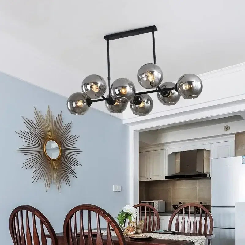 Black Glass Ball Kitchen 12-Head Chandelier