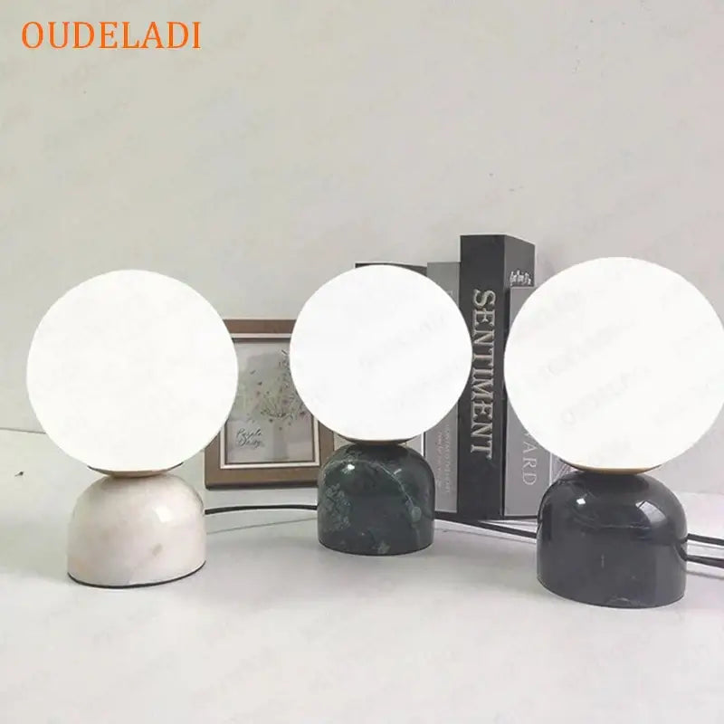Marble Glass Table Lamp Set