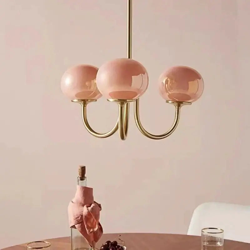 Pink Glass Ball Chandelier