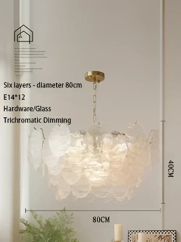 Gold Scalloped Glass Chandelier