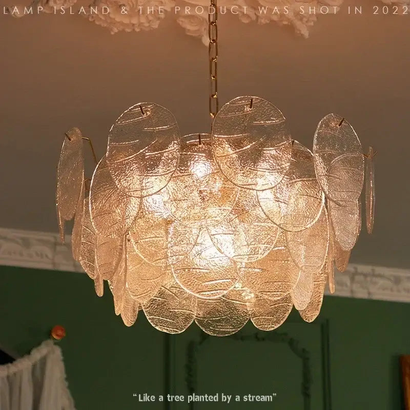 Gold Scalloped Glass Chandelier