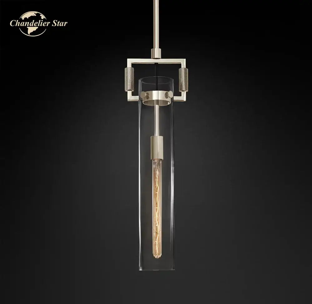 Glass Cylinder Industrial Kitchen Pendant Light