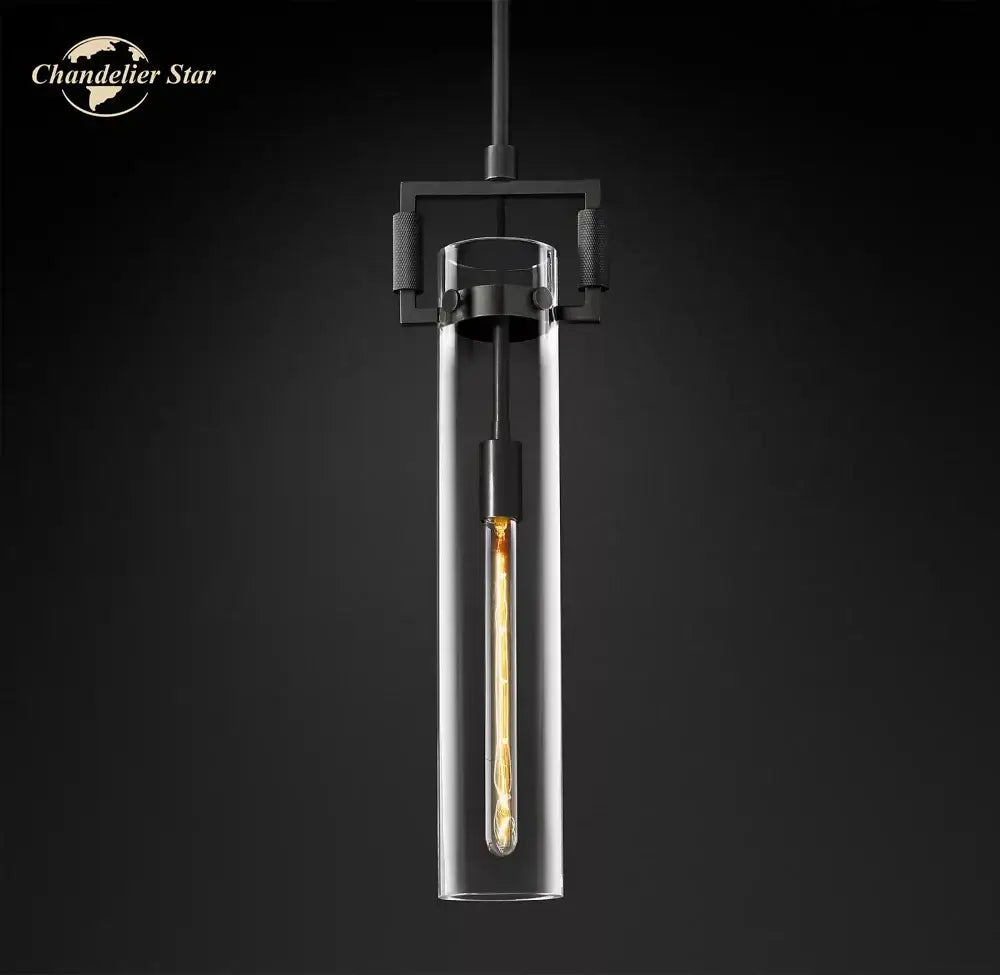 Glass Cylinder Industrial Kitchen Pendant Light