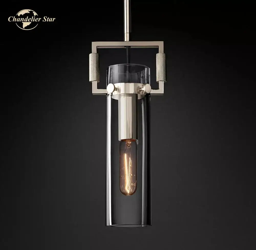Glass Cylinder Industrial Kitchen Pendant Light