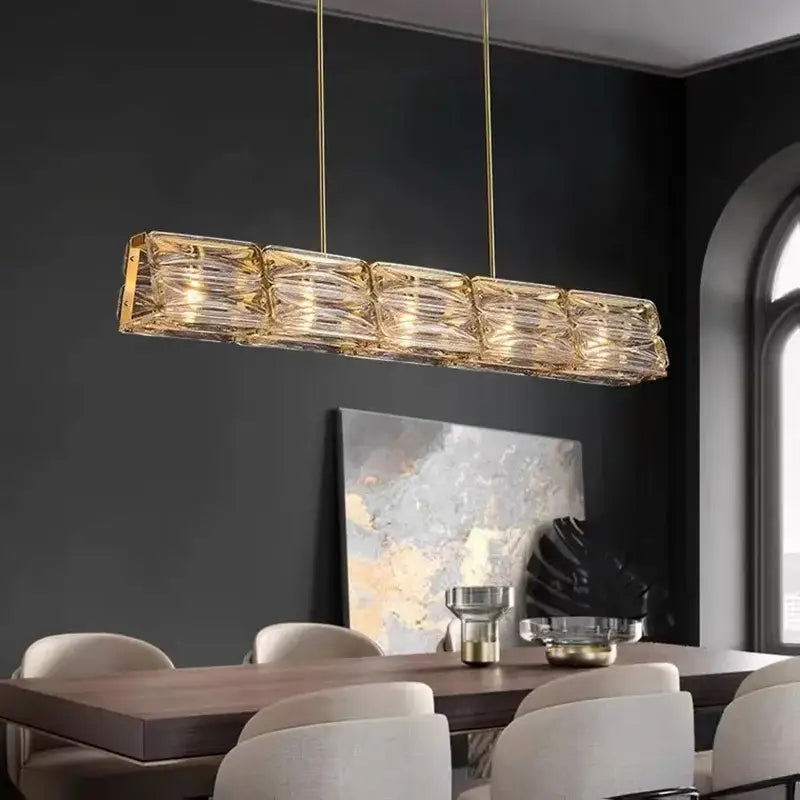 Gold Glass Polished-Copper Island Chandelier