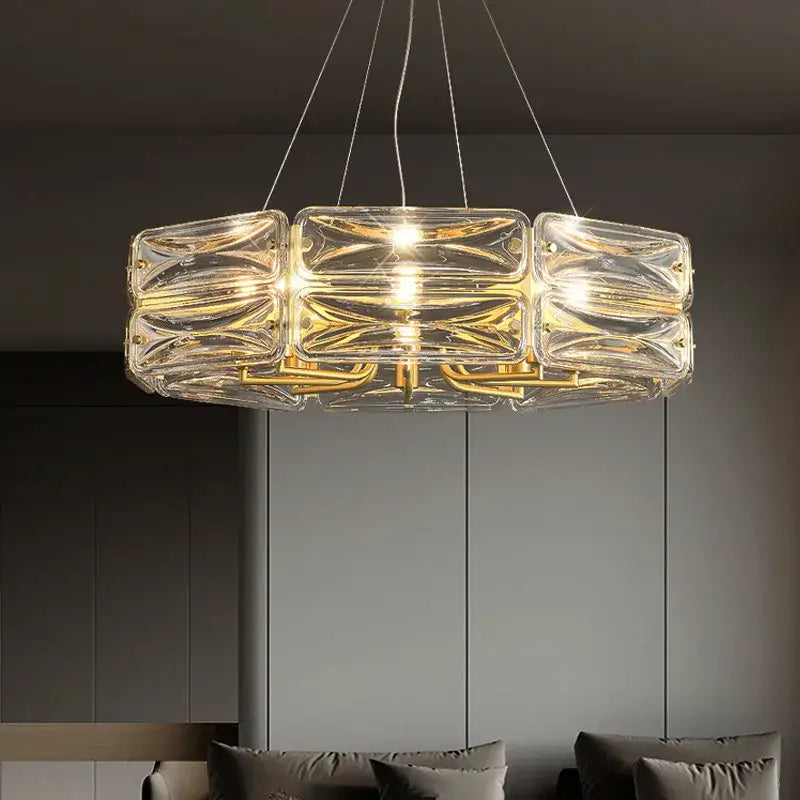 Gold Glass Polished-Copper Island Chandelier