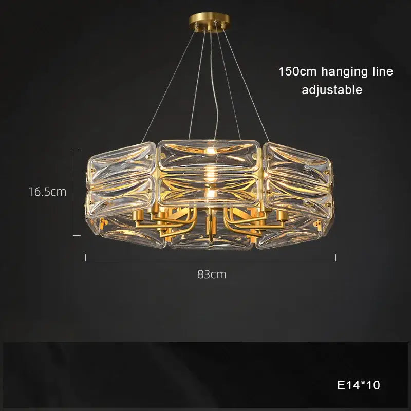 Gold Glass Polished-Copper Island Chandelier