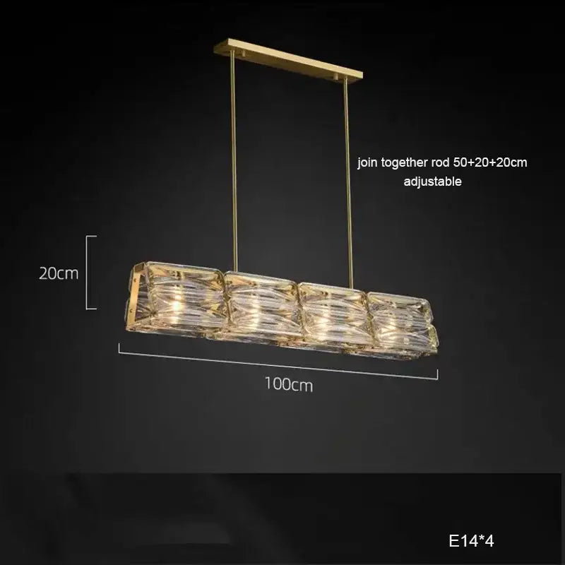 Gold Glass Polished-Copper Island Chandelier