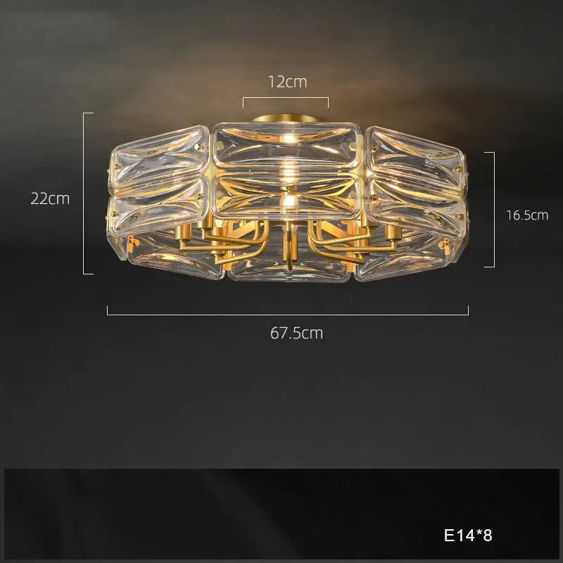 Gold Glass Polished-Copper Island Chandelier