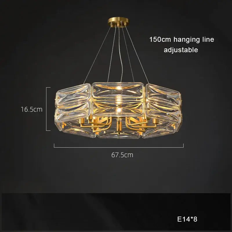 Gold Glass Polished-Copper Island Chandelier