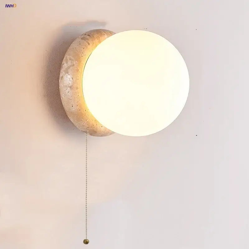 Beige Stone Glass Wall Light