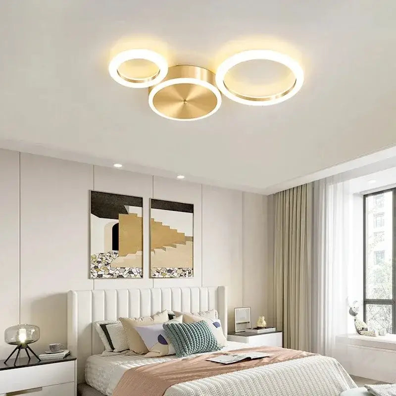 Gold Ring 8-Head Glass-Ball LED Chandelier