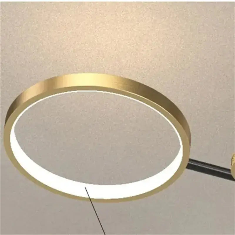 Gold Ring 8-Head Glass-Ball LED Chandelier