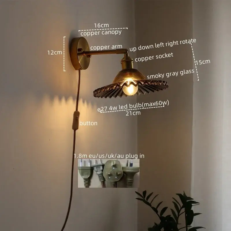 Green Glass Brass Sconce