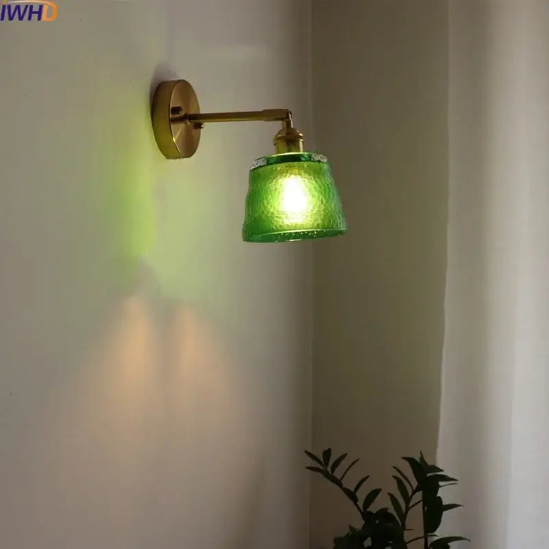 Green Glass Brass Sconce
