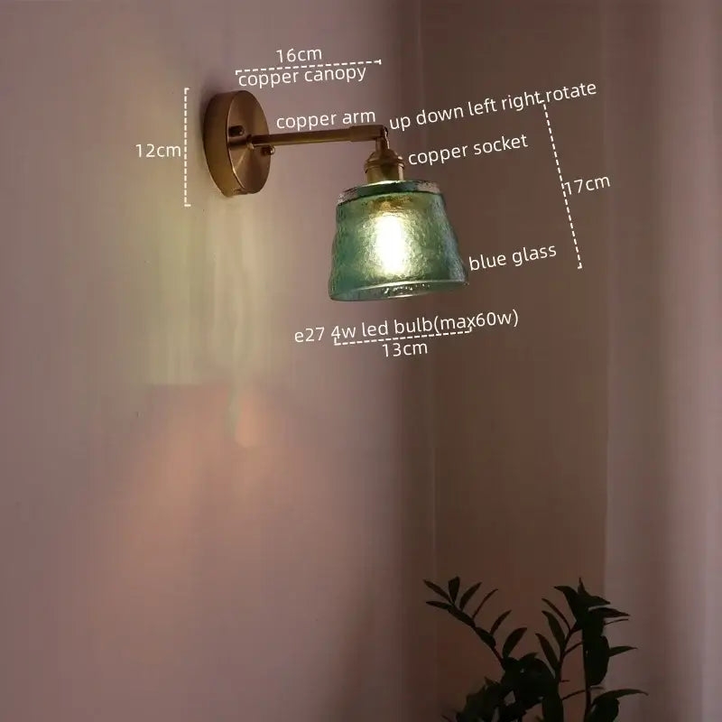 Green Glass Brass Sconce