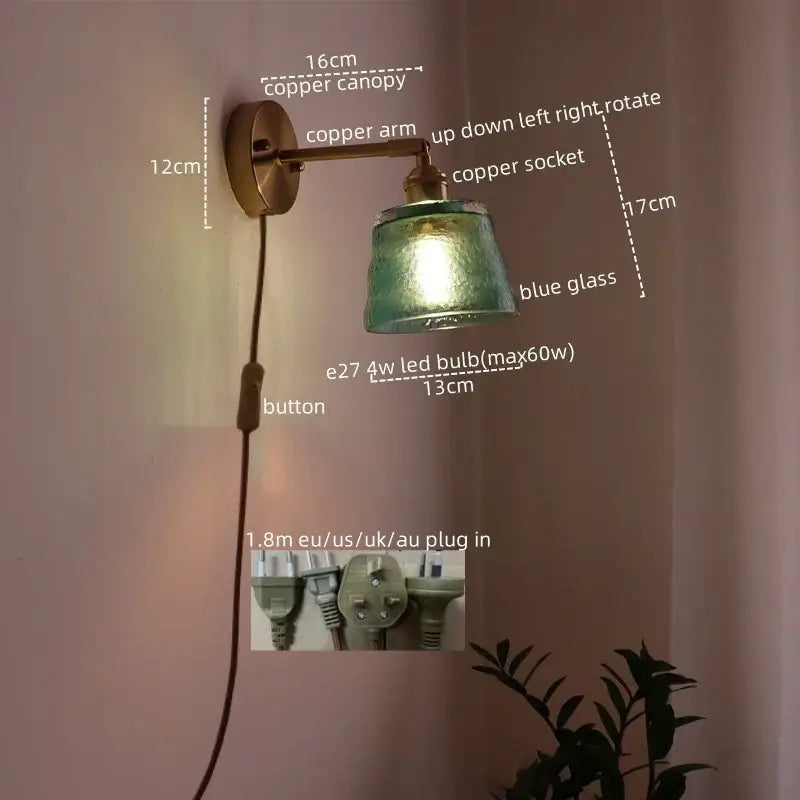 Green Glass Brass Sconce
