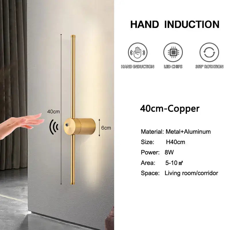Copper Induction Wall Light