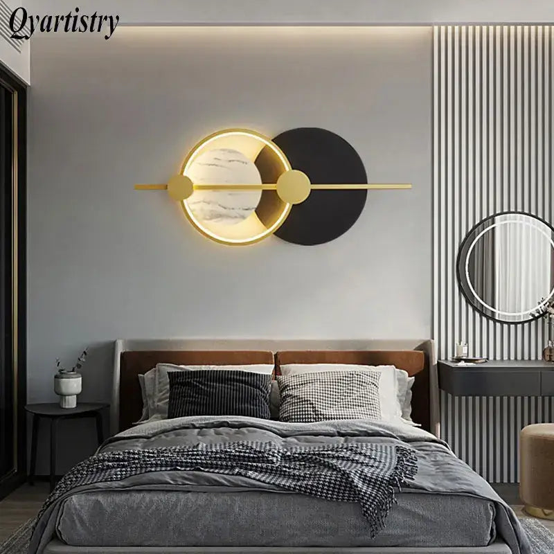 Gold Black Marble Wall Lamp