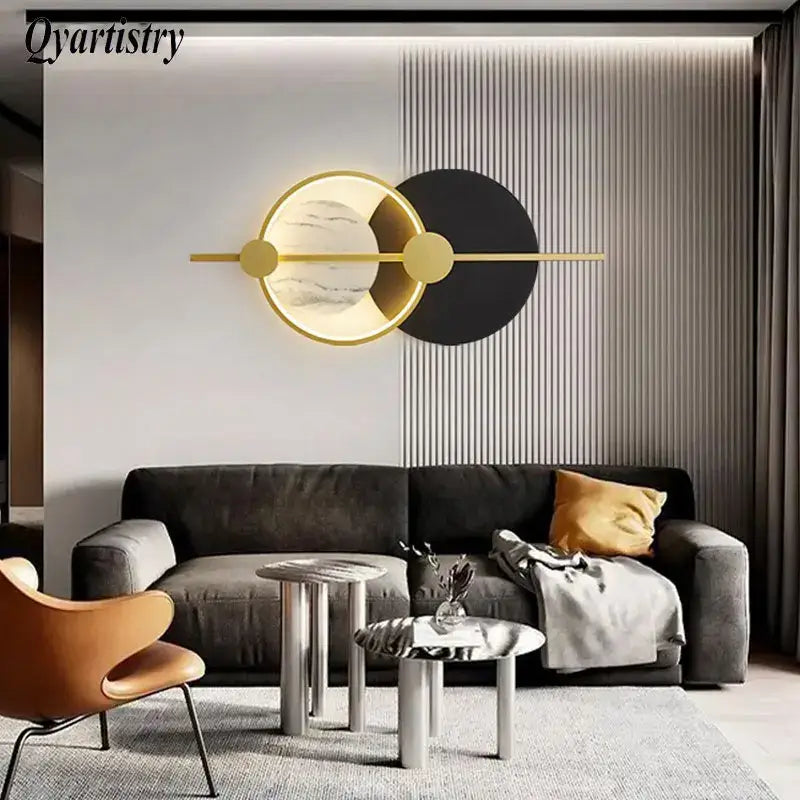 Gold Black Marble Wall Lamp