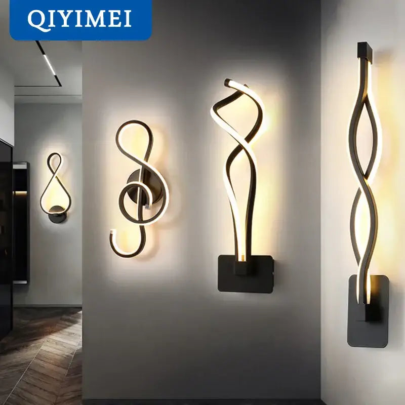 Black Gold Twisted Wall Lamp
