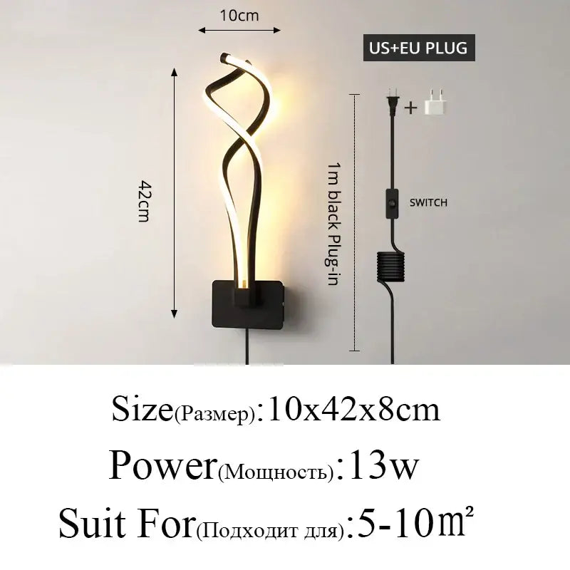Black Gold Twisted Wall Lamp