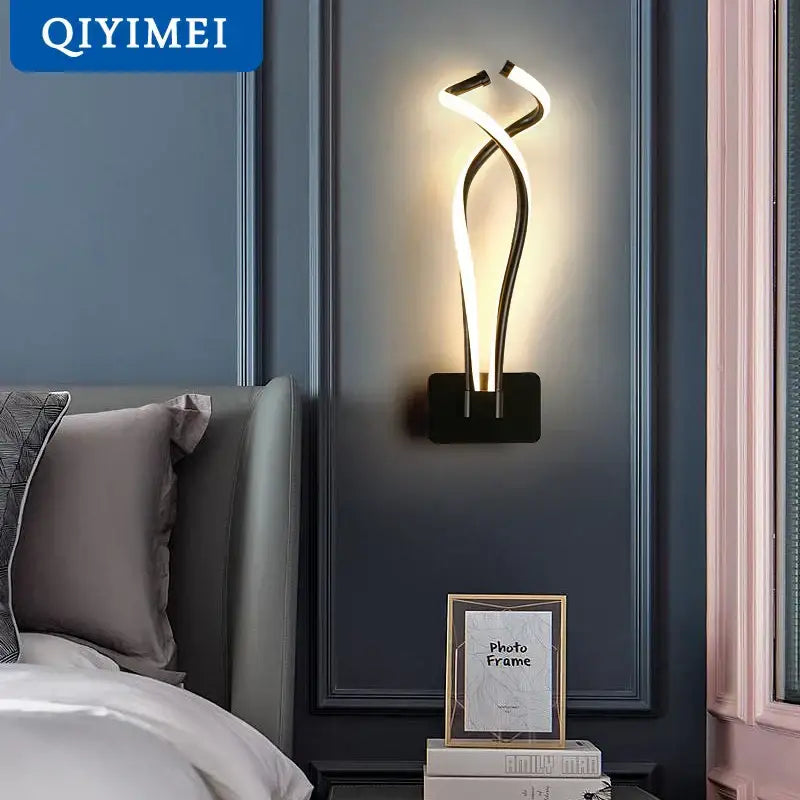 Black Gold Twisted Wall Lamp