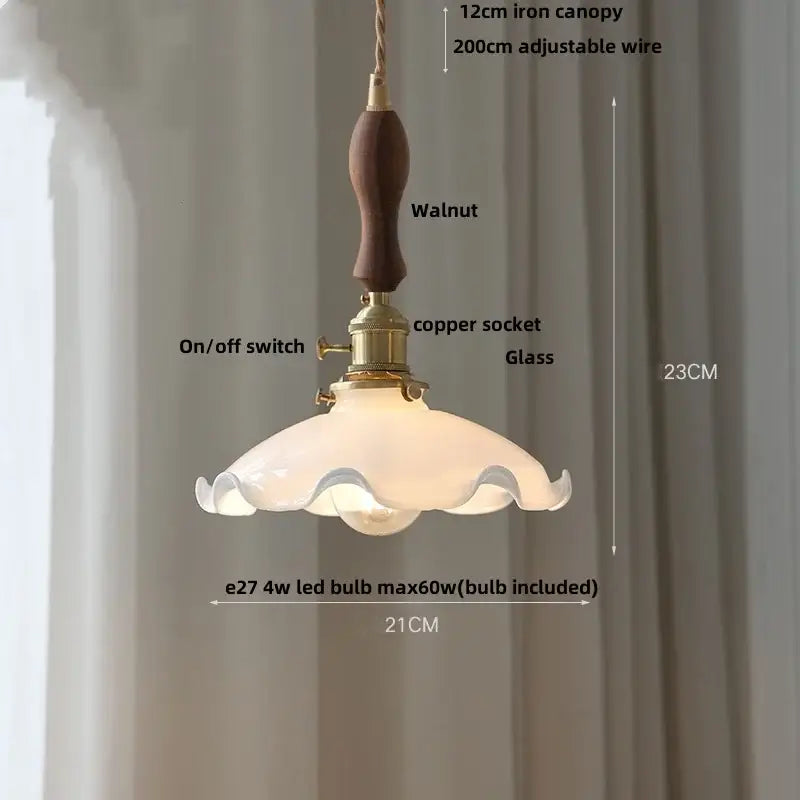 Brass Antique Vintage Glass Pendant Lamp