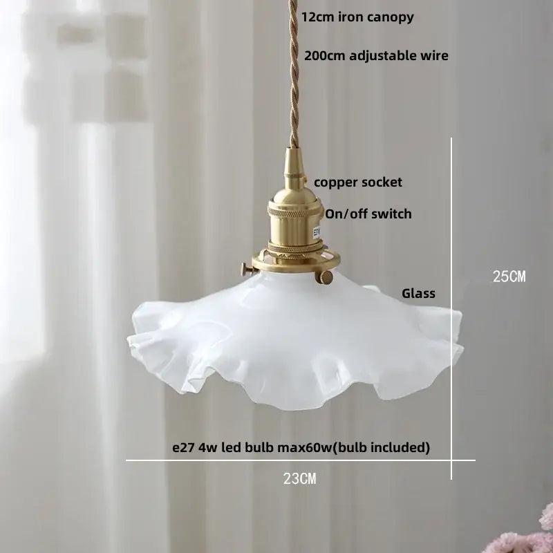 Brass Antique Vintage Glass Pendant Lamp