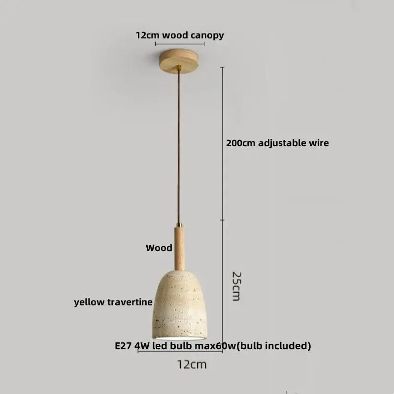 Concrete Wood Industrial Adjustable Pendant Lamp