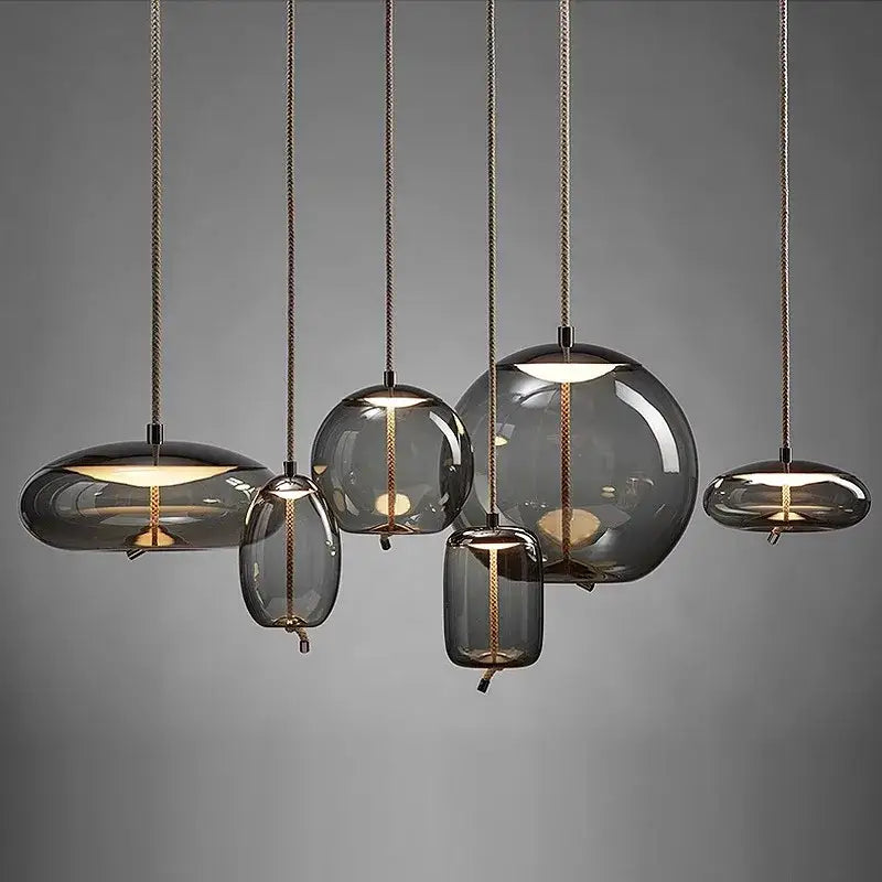 Gray Glass LED Chandelier