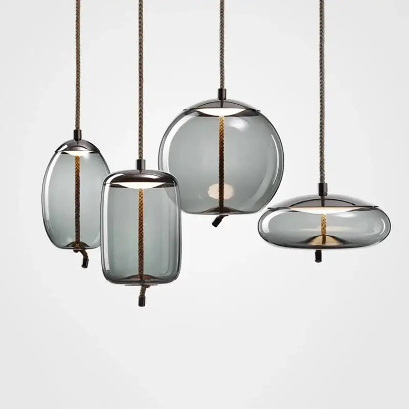 Gray Glass LED Chandelier