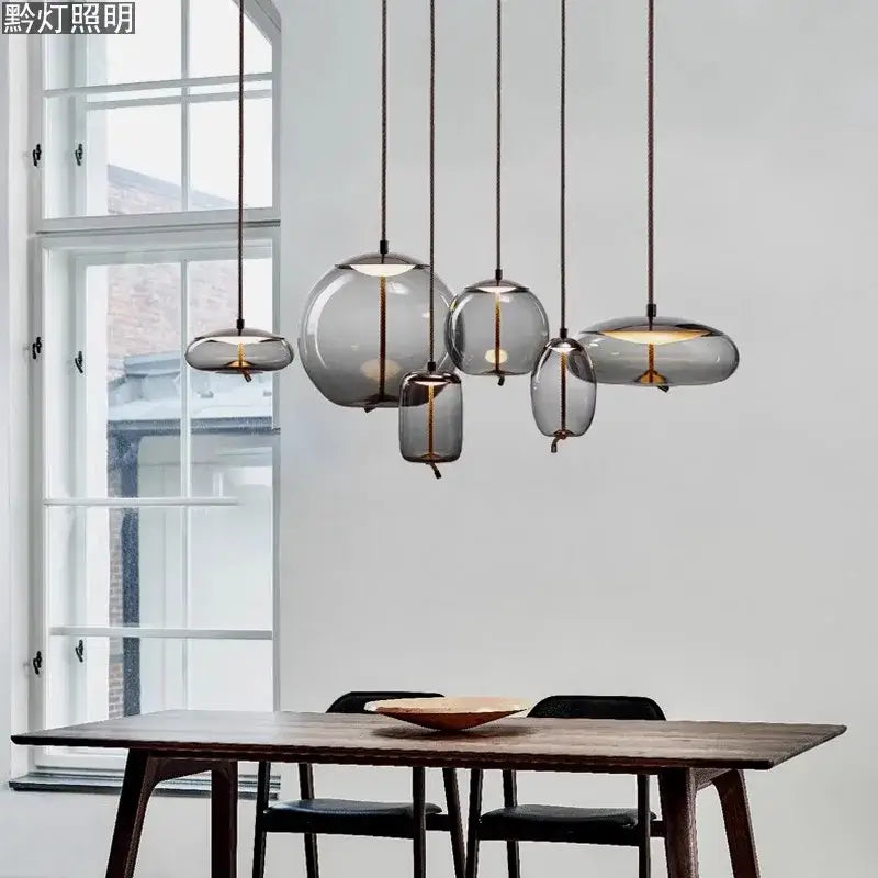 Gray Glass LED Chandelier