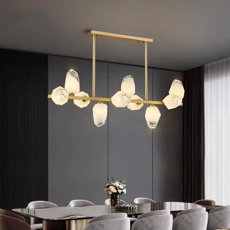 Gold LED 12-Head Pendant Chandelier