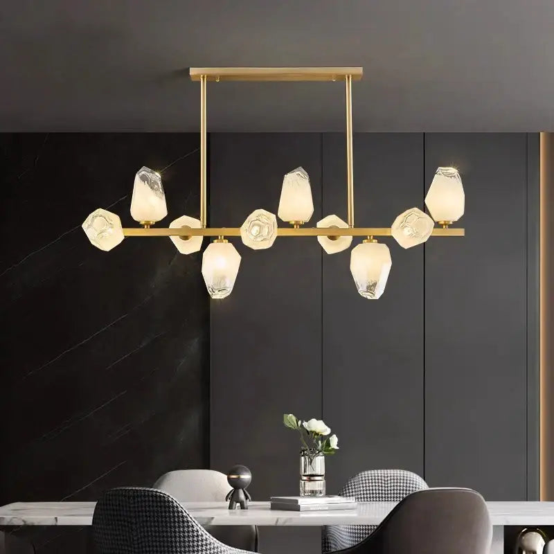 Gold LED 12-Head Pendant Chandelier