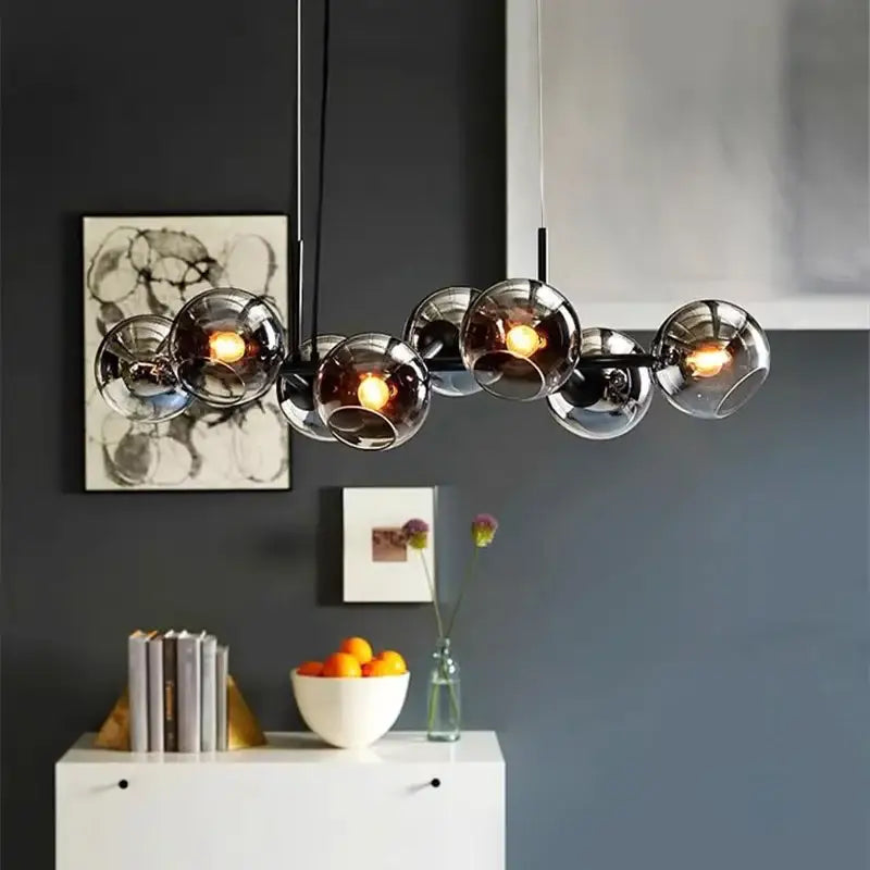 Gold Glass Globe Smoky-Gray Chandelier