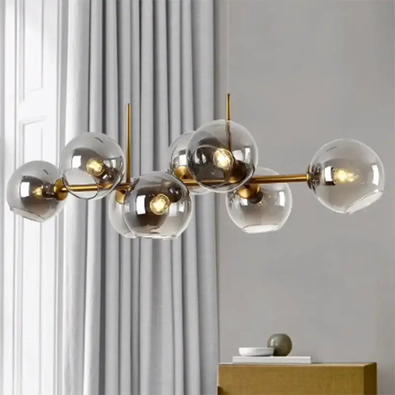 Gold Glass Globe Smoky-Gray Chandelier