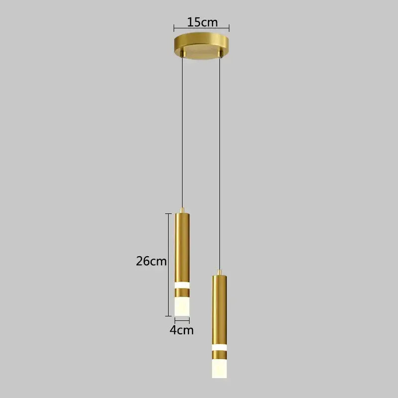 Gold Cylindrical Brass Double-Head Pendant